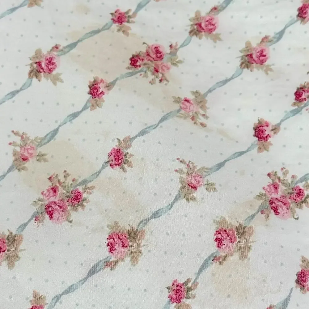 Simply Shabby Chic King Parlor Trellis Rose Sheets Floral Cottagecore Cotton 2PC